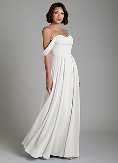 Azazie Loisa Bridesmaid Dresses White A-Line Corset Chiffon Convertible Dress image6