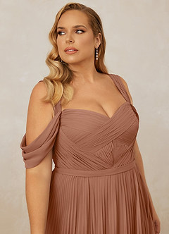 Christian Siriano Bridal for Azazie 1013 Bridesmaid Dresses Bronzer A-Line Off the Shoulder Chiffon Dress image14