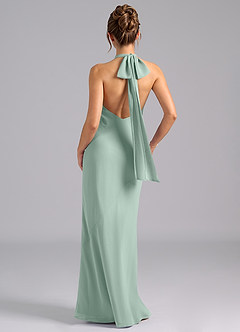 Azazie Velli Bridesmaid Dresses Agave Mermaid High Neck Chiffon Dress image2