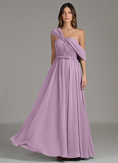 Azazie Nyah Jurken voor bruidsmeisjes Jurk van Chiffon met A-lijn Off-shoulder Blauweregen image3