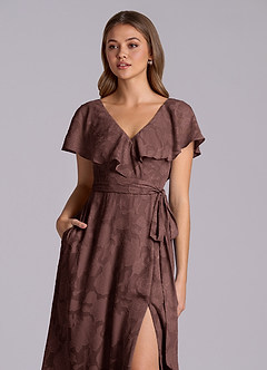 Azazie Lainey Robes de demoiselle d'honneur Robe Trapèze en Blumen-Burnout avec poches Expresso image7