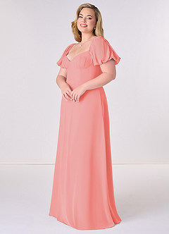 Barbie ♥ Azazie Bridesmaid Dresses Coral A-Line Pleated Chiffon Dress image9