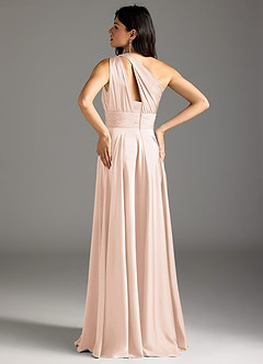 Azazie Charlize Bridesmaid Dresses Blushing Pink A-Line One Shoulder Stretch Satin Dress image6
