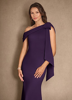 Azazie Myers vestidos de madre de la novia Vestido de Ciruela de Crepé elástico de Sirena con Plisado image5