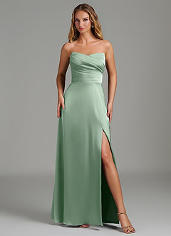 Azazie Niveah Bridesmaid Dresses Agave A-Line Strapless Stretch Satin Convertible Dress image2