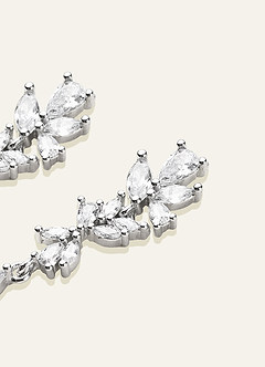 front Boucles d'oreilles pendantes en forme de larme avec zircon cubique en forme de feuille