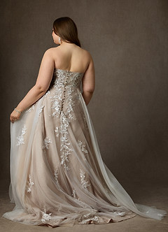 Azazie Keri Robes de mariée Robe Princesse en Dentelle Sans bretelles Blanc Diamant Caramel image14