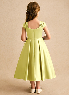Azazie Yosemite Robe Demoiselle D'honneur Fillette Robe Princesse en Mat Satiné Encolure en Forme de Cœur Sorbet Citron image2