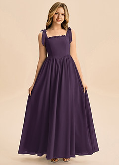 Azazie Delia Junior Linia A Ukłon Szyfon Długość podłogi Młodsza druhna Sukienka image3