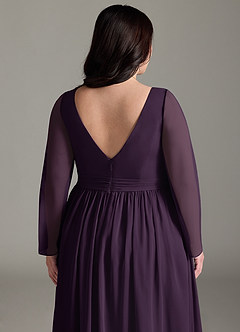 Azazie Teton Maternity Bridesmaid Dresses A-Line Long Sleeve Chiffon Floor-Length Dress image13