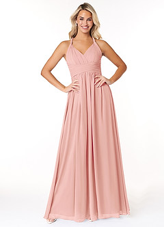 Azazie Ashia Bridesmaid Dresses Rosette A-Line Pleated Chiffon Dress image1