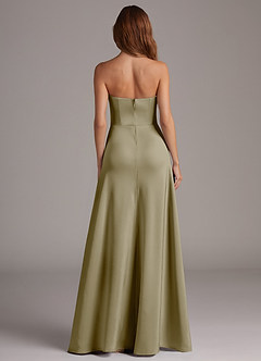 Azazie Wren Bridesmaid Dresses Moss Green A-Line Strapless Stretch Satin Convertible Dress image5