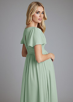 Azazie Verna Maternity Bridesmaid Dresses A-Line V-Neck Ruched Chiffon Floor-Length Dress image7