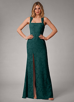 Azazie Luci Bridesmaid Dresses Pine Mermaid Pleated Floral Burnout Convertible Dress image5