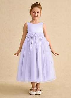 Azazie Lux Abiti da Ragazza di Fiori Abito A-Line in Tulle Perline Lilla image5