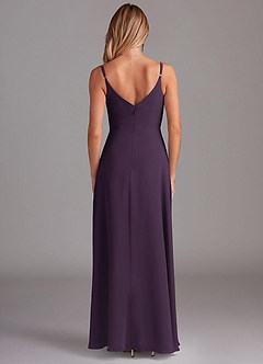 Azazie Daenerys Brautjungfernkleider A-Linie Kutte Chiffon Kleid Pflaume image2