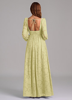 Azazie Norah Jurken voor bruidsmeisjes Jurk van Bloemen Burn-out met A-Lijn Lange mouw Citroensorbet image6