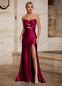 Aelina Wine Cutout Corset Satin Prom Dress image4