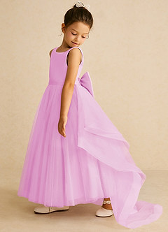 Azazie Pumpkin Robe Demoiselle D'honneur Fillette Robe Trapèze en Tulle Convertible Rose Bonbon image4