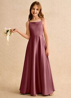Azazie Joella Girls Formal Flower Girl Klänningar Klä A-Line i Stretch Satin Plisserad image2
