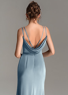 Azazie Egypt At-home Try On Dresses Dusty Blue Mermaid Sweetheart Neckline Stretch Satin Dress image2