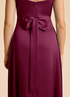 Azazie Kiki Junior Mulberry A-Line Bow Stretch Satin Dress image7