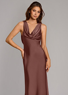 Azazie Cheryl Bridesmaid Dresses Espresso Mermaid Stretch Satin Dress image6