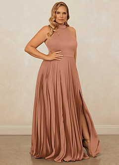 Christian Siriano Bridal for Azazie 1007 Bridesmaid Dresses Bronzer A-Line Pleated Stretch Satin Dress image10