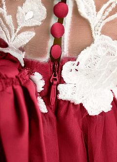 Azazie Sundae Blumenmädchenkleider Ballkleid Spitze Kleid Scharlachrot image8