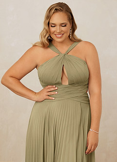 Christian Siriano Bridal for Azazie 1009 Bridesmaid Dresses Moss Green A-Line Pleated Chiffon Dress image13