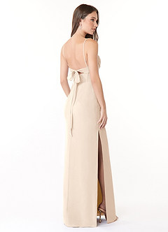 Azazie Mai Robes de demoiselle d'honneur Robe Fourreau en Mousseline de soie Plissée Albâtre Blanc image4