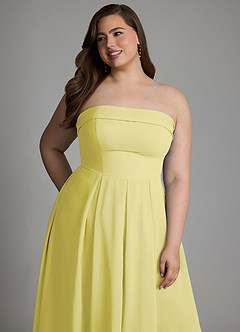 Azazie Lucienne Vestidos de damas de honor Vestido Sorbete De Limón de Gasa de Línea A Convertible con Palabra de honor image13