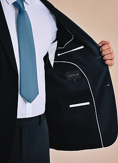 front James Navy Blue Structured Stretch Suit Jacket