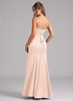 Azazie Ximena Bridesmaid Dresses Blushing Pink Mermaid Corset Stretch Satin Convertible Dress image2