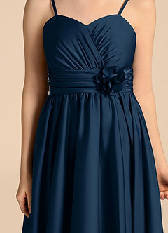 Azazie Catalina Junior Dark Navy A-Line Sweetheart Neckline Stretch Satin Dress image8