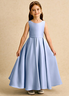 Azazie Mapel Robe Demoiselle D'honneur Fillette Robe Princesse en Mat Satiné Plissée Eis image6