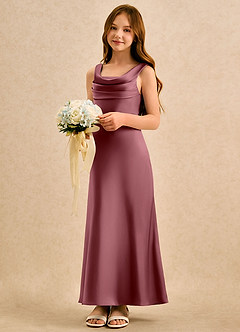 Azazie Raspberry Girls Formal Flower Girl Klänningar Klä A-Line i Stretch Satin Plisserad image1
