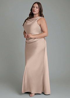 Azazie Kieryn Brautjungfernkleider Meerjungfrau-Linie Plissee Stretch-Satin Kleid Englisches Rosa image10