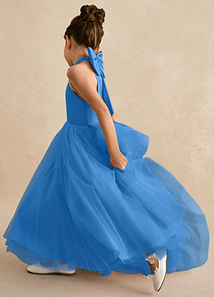 Azazie Bev Flower Girl Dresses Blue Jay A-Line Convertible Tulle Dress image7