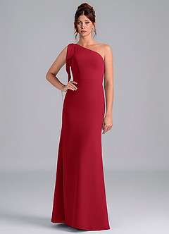 Azazie Rinna Jurken voor bruidsmeisjes Jurk van Chiffon met Zeemeermin One-Shoulder Scharlaken image1