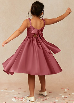 Azazie Cutie Pie Flower Girl Dresses Antique Rose A-Line Pleated Matte Satin Dress image2