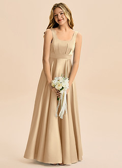 Azazie Gabby Junior Klä av A-Line i Stretch Satin Plisserad image1