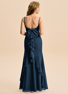 Azazie Lioren Junior Dark Navy Mermaid Bow Chiffon Dress image3