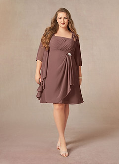 Azazie Olivia Vestidos para mãe da noiva Vestido Café Expresso de Chiffon de Linha A com Plissado image7