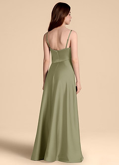 Azazie Prisha Junior Vestido de Pistacho de Satén Elástico de Corte en A con Plisado image2