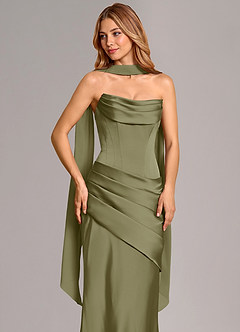 Azazie Pelagia Brautjungfernkleider Wandelbar Meerjungfrau-Linie Korsett Stretch-Satin Kleid Pistazie image5