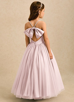 Azazie Aurora Blumenmädchenkleider A-Linie Schleifen Tüll Kleid Zartrosa image1