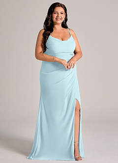 Azazie Deandra Robes de demoiselle d'honneur Robe Sirène en Mousseline de soie Plissé Bleu Nuage image10