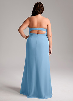 Azazie Leonis Bridesmaid Dresses Steel Blue Sheath Strapless Chiffon Convertible Dress image10
