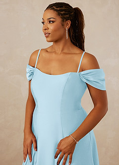 Christian Siriano Bridal for Azazie 1002 Bridesmaid Dresses Sky Blue A-Line Off the Shoulder Stretch Satin Convertible Dress image9
